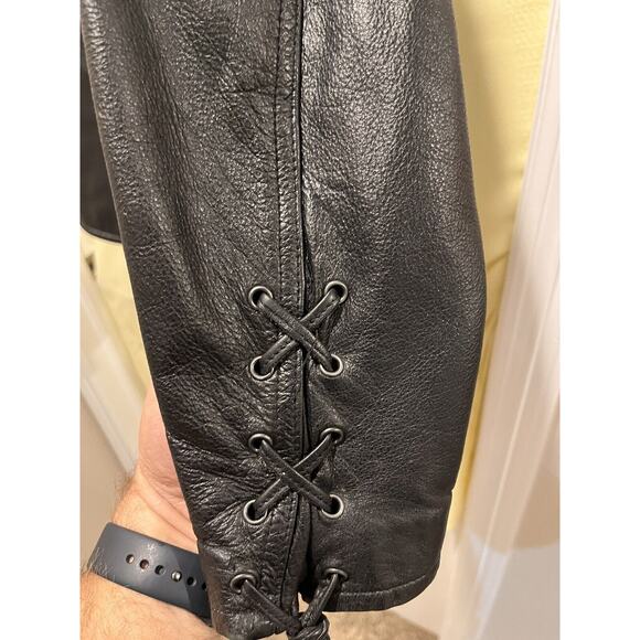 Harley-Davidson Womens Size LG Embossed Leather Jacket Black DC - Picture 9 of 12